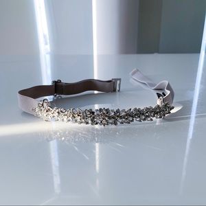 Silver crystal gem stretch belt